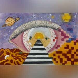 Surreal Eye Art Print - Multicolor
